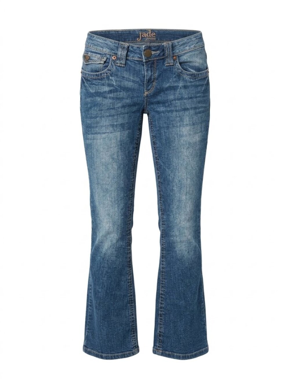 Jade Low Rise Bootcut Flare Jeans Flap Pocket Y2K Western Cowgirl Denim Size 7/8